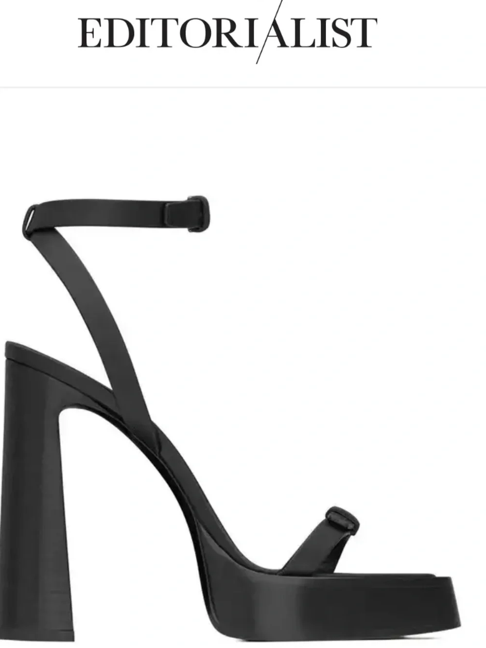 Saint Laurent Platz 105 Black Platform Sandals with Ankle Strap
